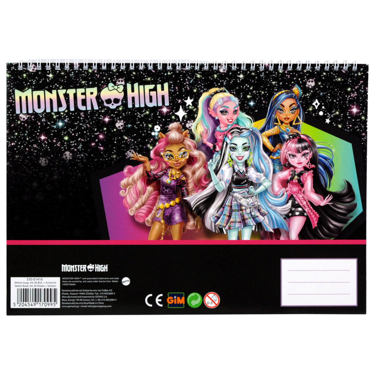 Monster High Crew A4 Spirálový skicák 40 stránek se samolepkami fotografii produktu