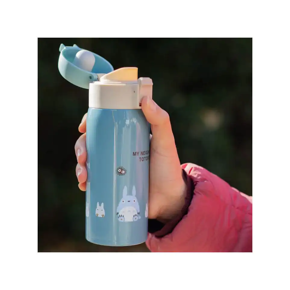 My Neighbor Totoro láhev na vodu jedním stiskem matná modrá 350 ml fotografii produktu