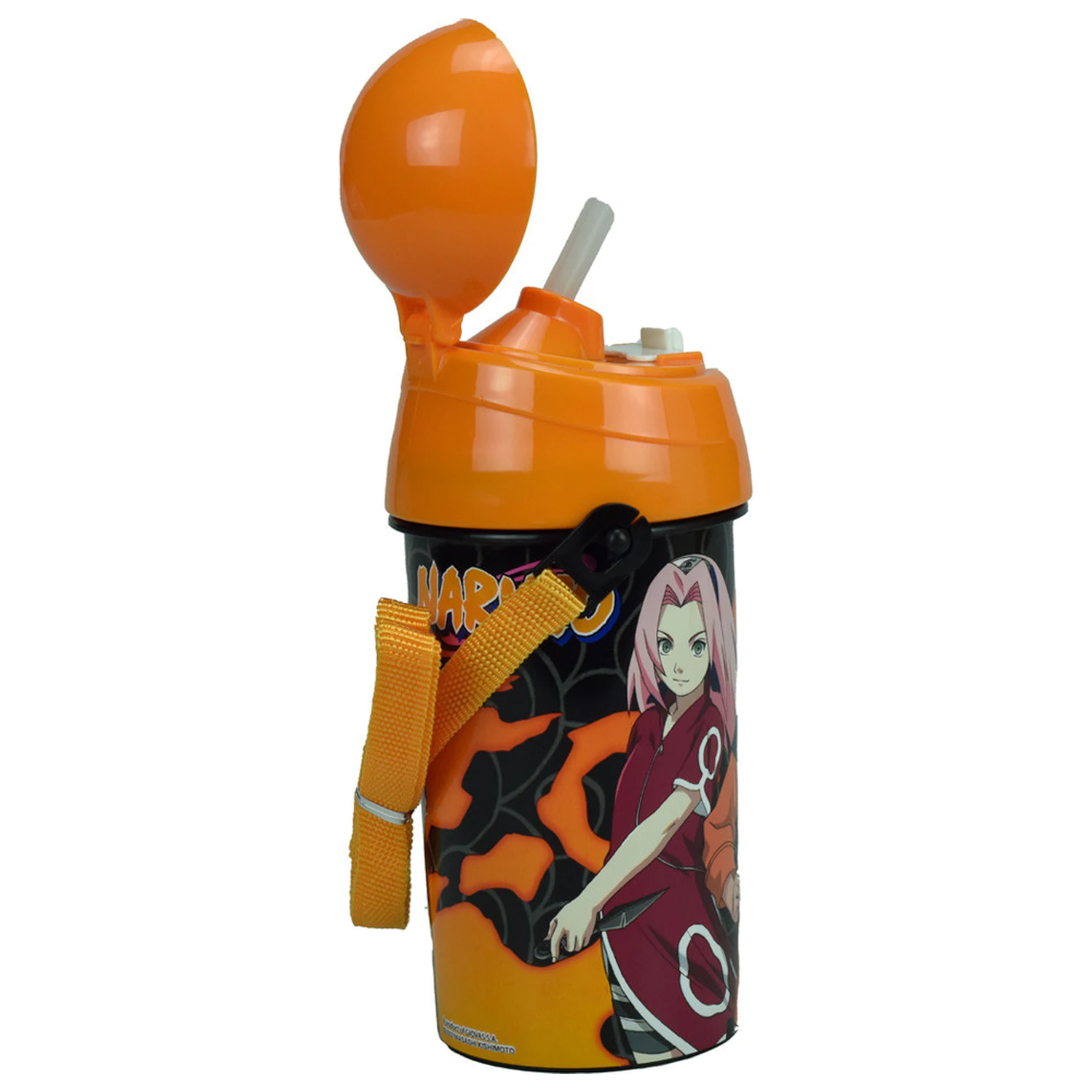 Naruto Fire plastová láhev na vodu se slámkou a závěsem 500 ml fotografii produktu