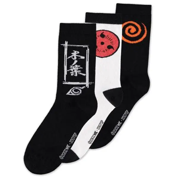 Naruto Shippuden Ponožky 3-balení Sasuke Symbol 39-42 fotografii produktu