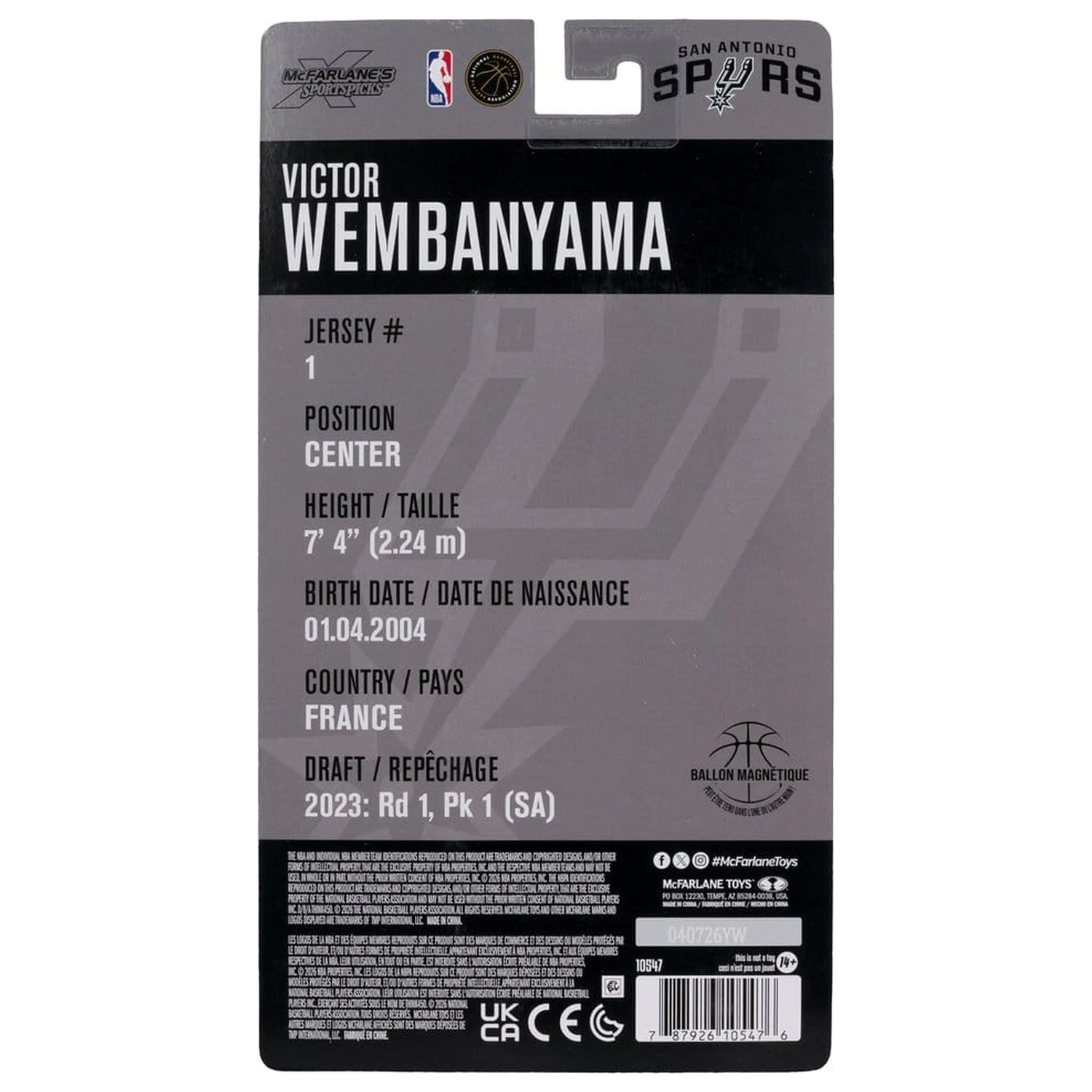 NBA SportsPicks akční figurka Victor Wembanyama (San Antonio Spurs) 17 cm fotografii produktu