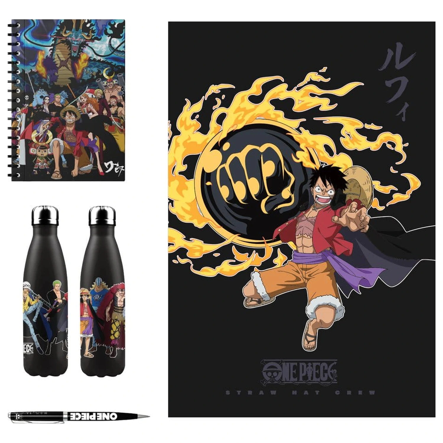 One Piece hliníková láhev, poznámkový blok, deka, propiska dárková sada fotografii produktu