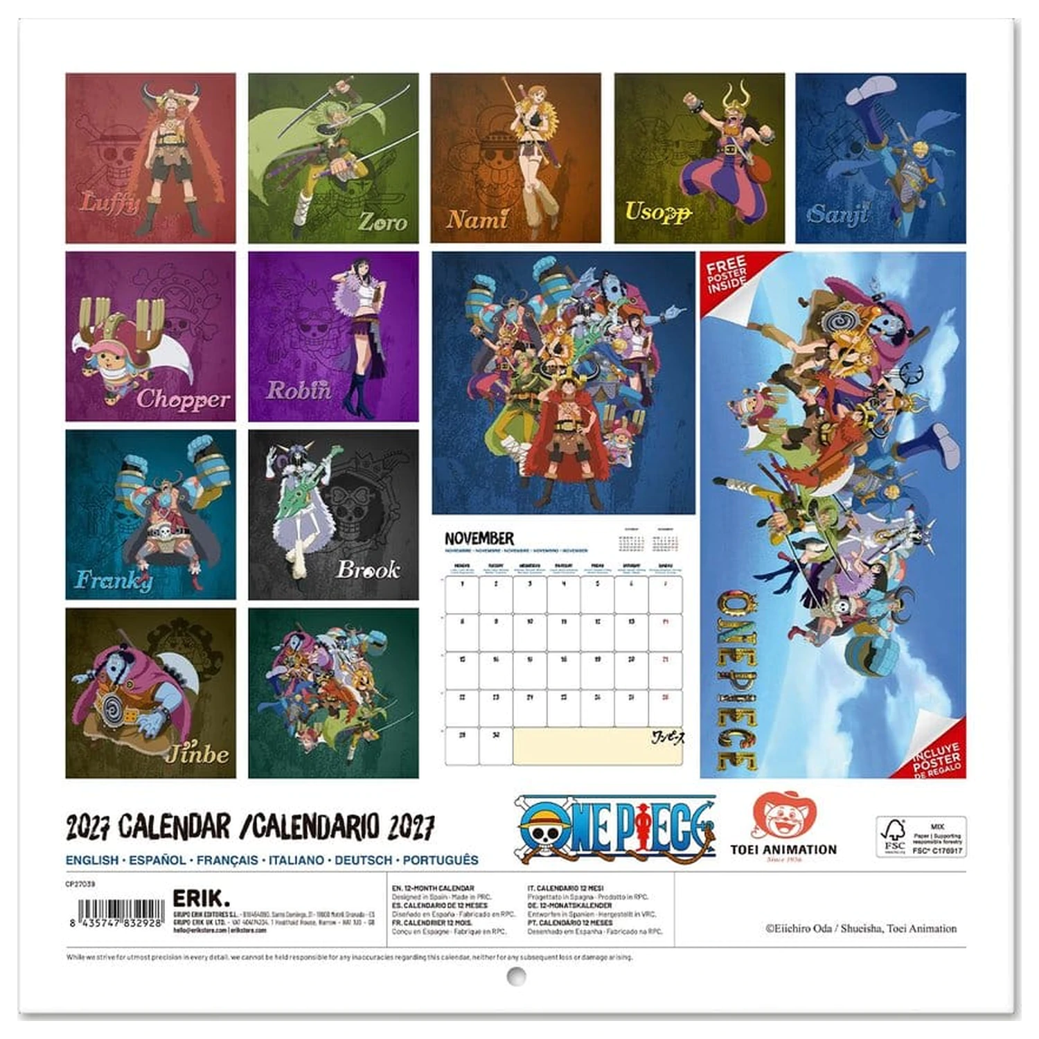 One Piece Nástěnný kalendář 2027 30 x 30 cm fotografii produktu