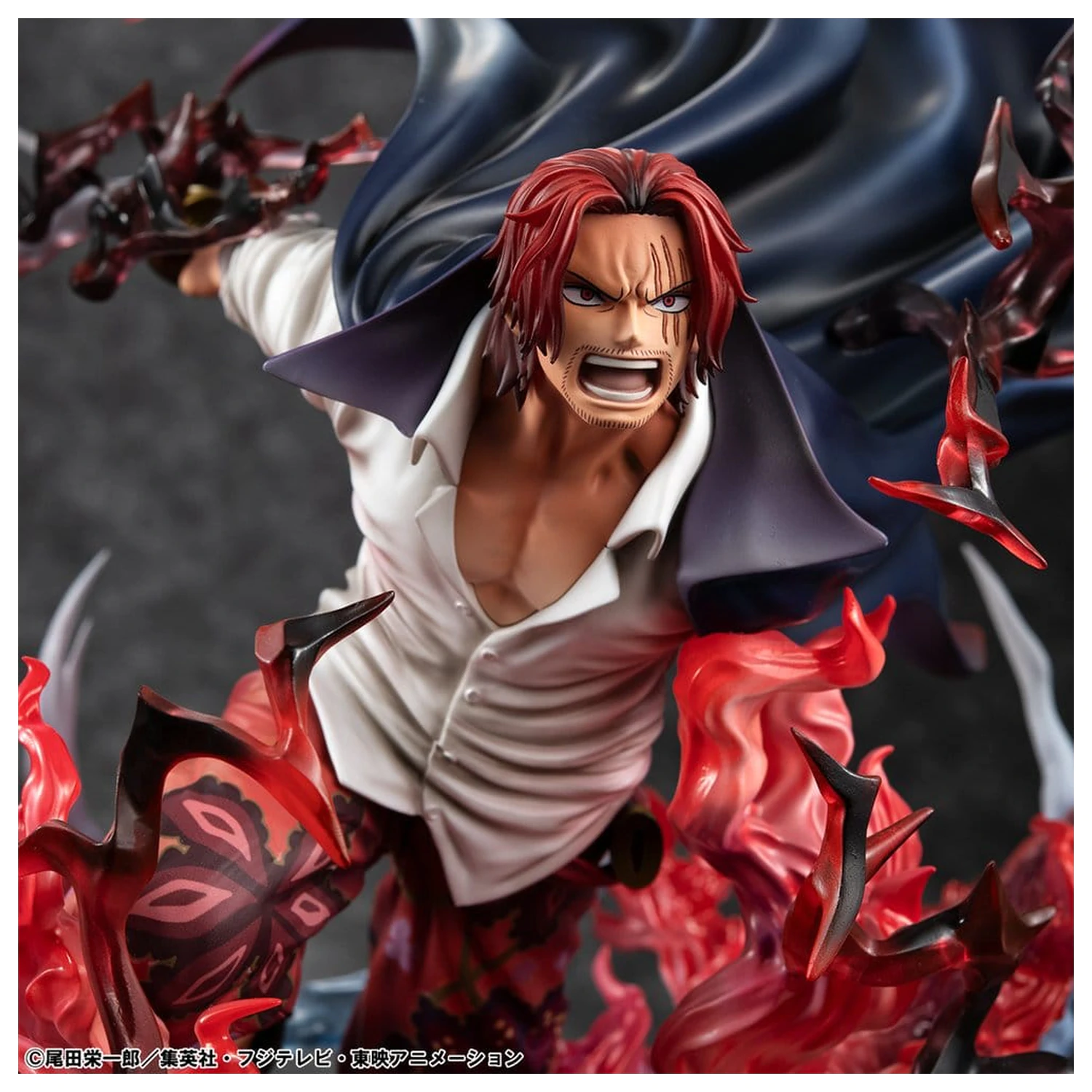One Piece P.O.P SA-MAXIMUM PVC Socha Leader of Red Hair Pirates Red-Haired Shanks Kamusari 25 cm fotografii produktu