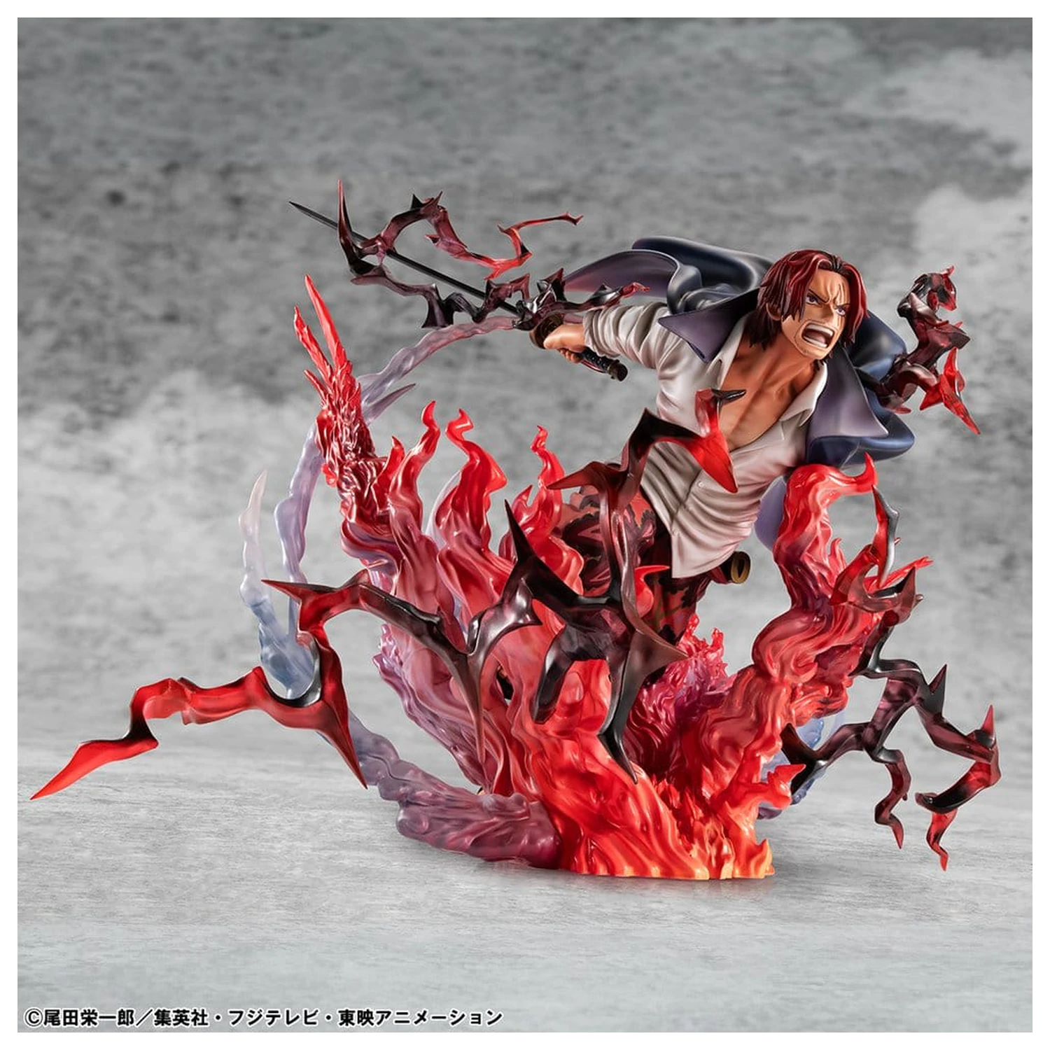 One Piece P.O.P SA-MAXIMUM PVC Socha Leader of Red Hair Pirates Red-Haired Shanks Kamusari 25 cm fotografii produktu