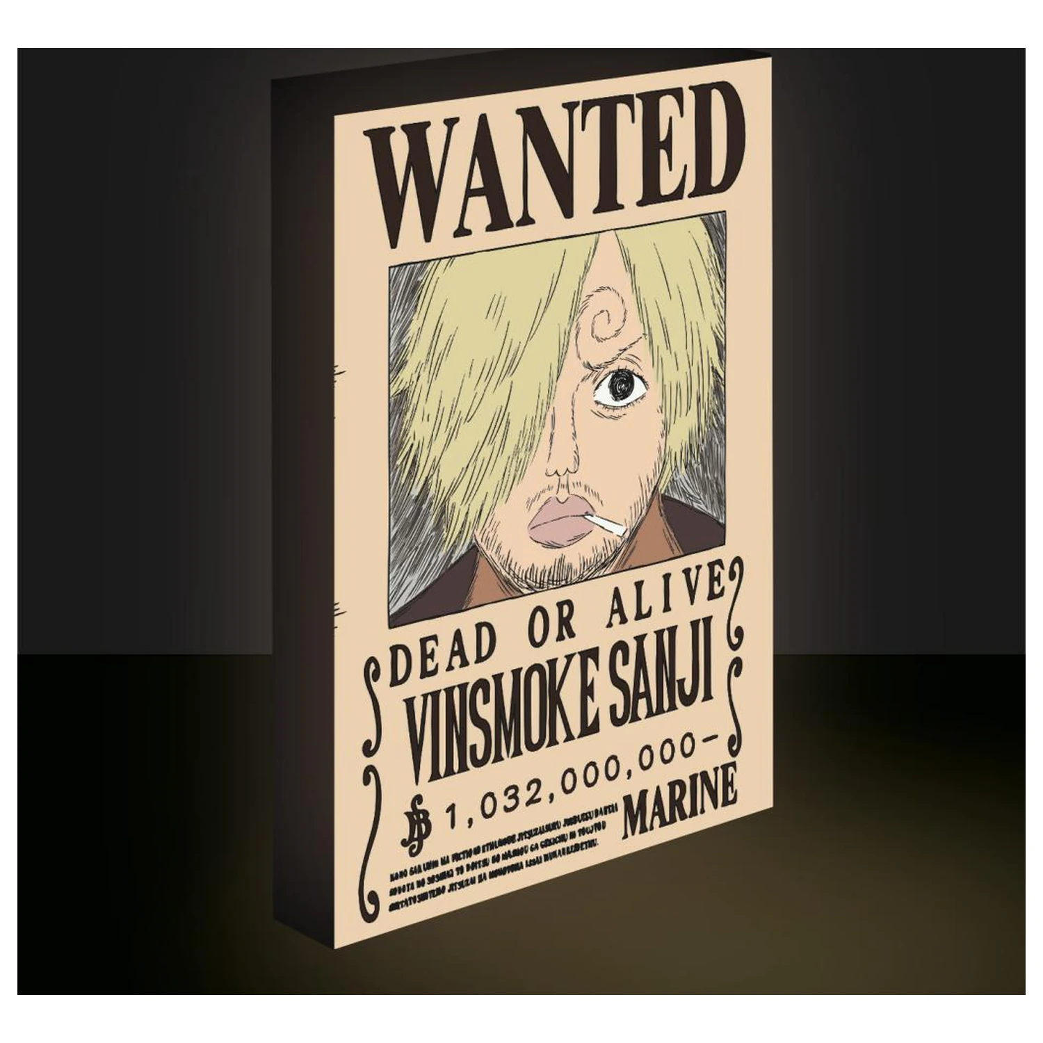 One Piece Sanji Wanted Light Canvas 40x30 cm fotografii produktu