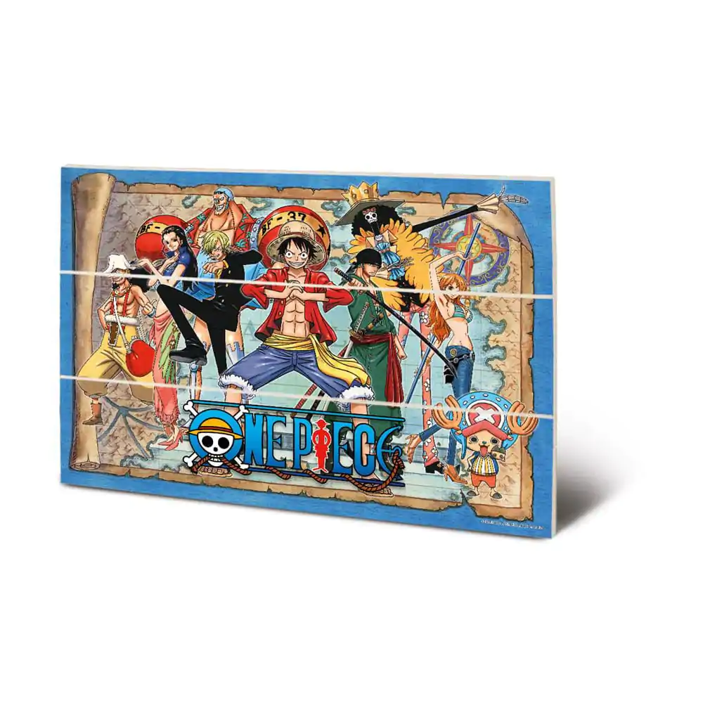 Dřevěná nástěnná dekorace One Piece Straw Hat Pirates Map 20 x 30 cm fotografii produktu