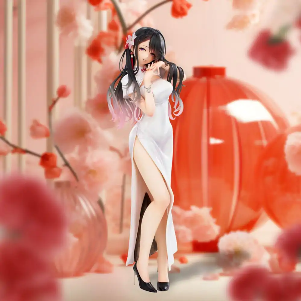 Originální ilustrace PVC soška Mai Okuma illustration Healing-type bílé čínské šaty lady 26 cm fotografii produktu