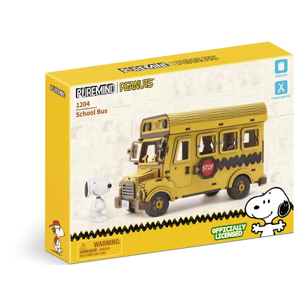 Peanuts Puremind Construction School Bus dřevěná stavebnice fotografii produktu