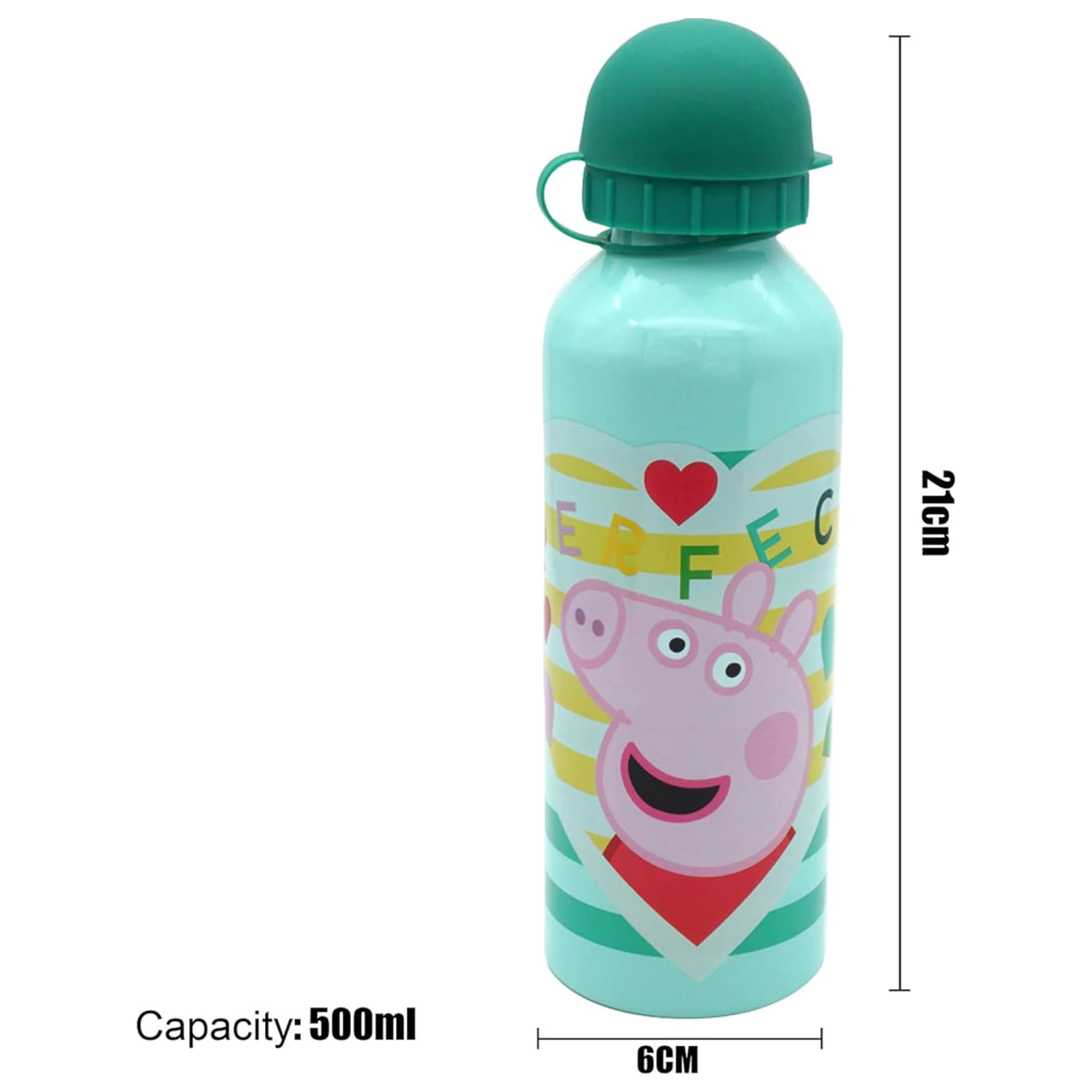 Peppa Pig Perfect hliníková láhev na vodu s pítkem 500 ml fotografii produktu