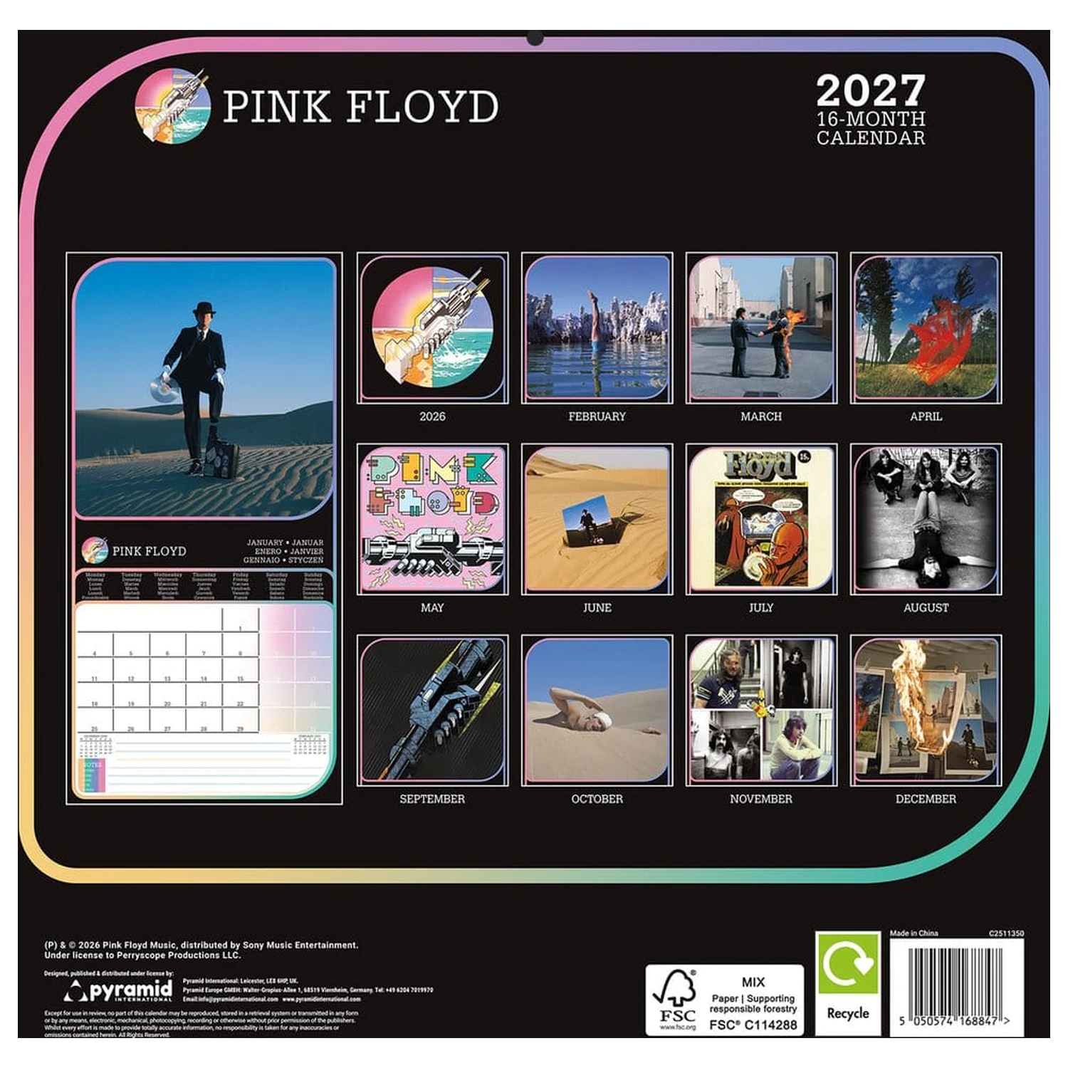 Pink Floyd Kalendář 2027 30 x 30 cm fotografii produktu