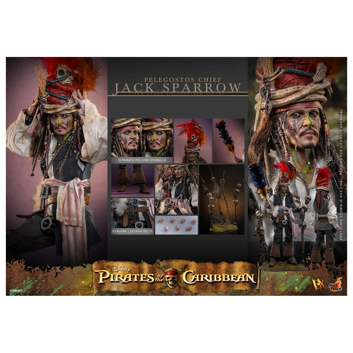 Pirates of the Caribbean: Dead Man's Chest Action DX figurka 1/6 Pelegostos Chief Jack Sparrow 30 cm fotografii produktu