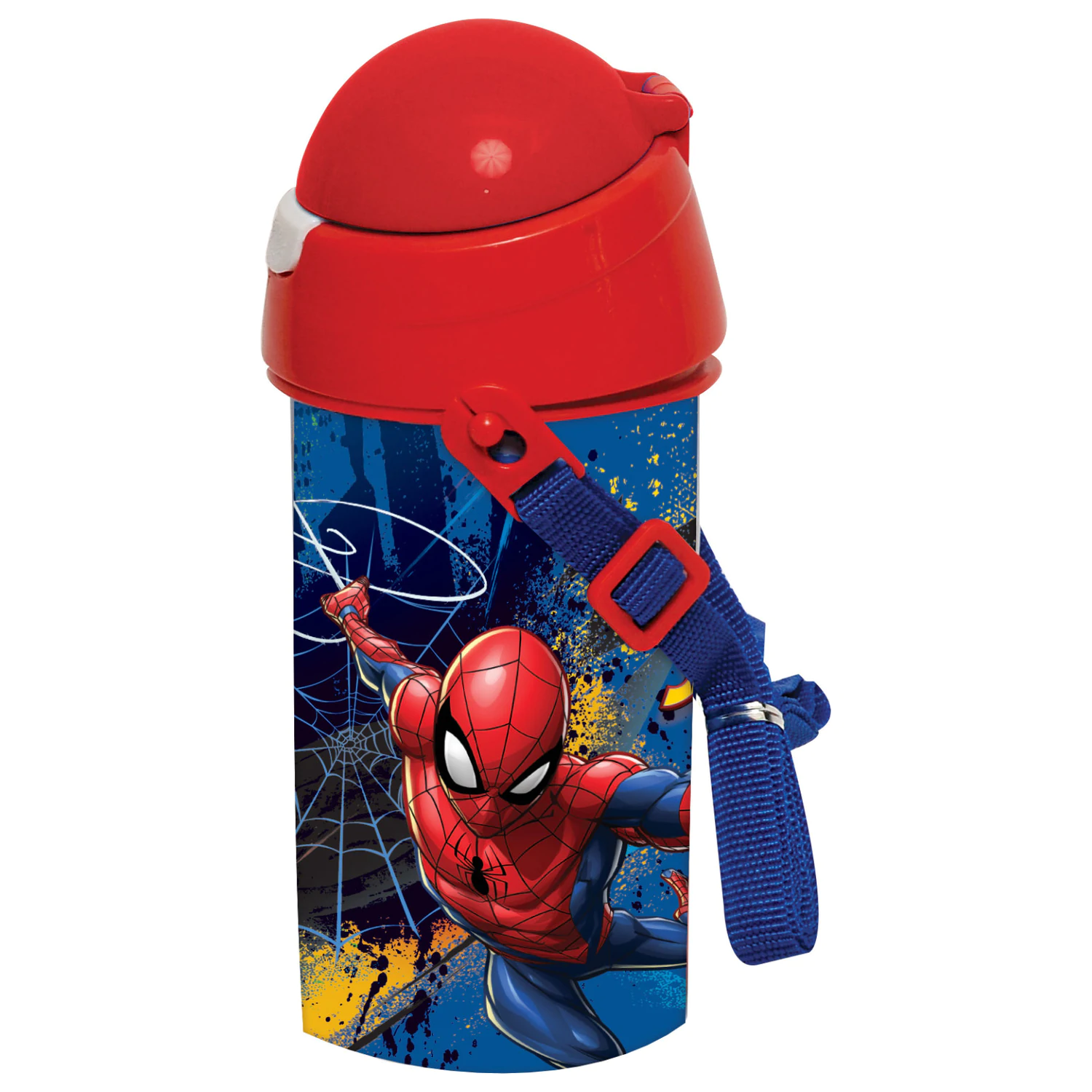Spider-Man Tmavá plastová láhev s brčkem a šňůrkou 500 ml fotografii produktu