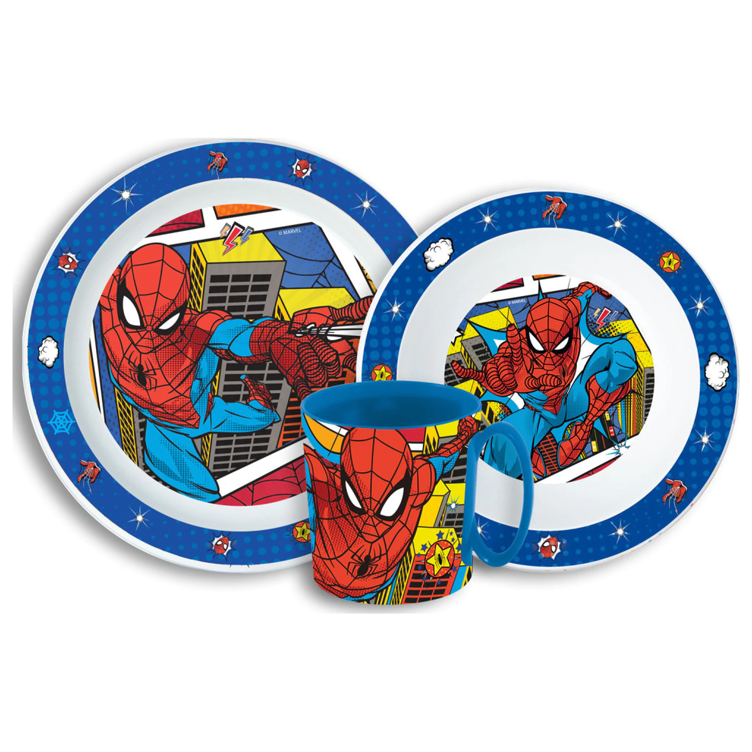 Spider-Man Grid jídelní souprava, mikro plastová sada s 350 ml hrnkem fotografii produktu