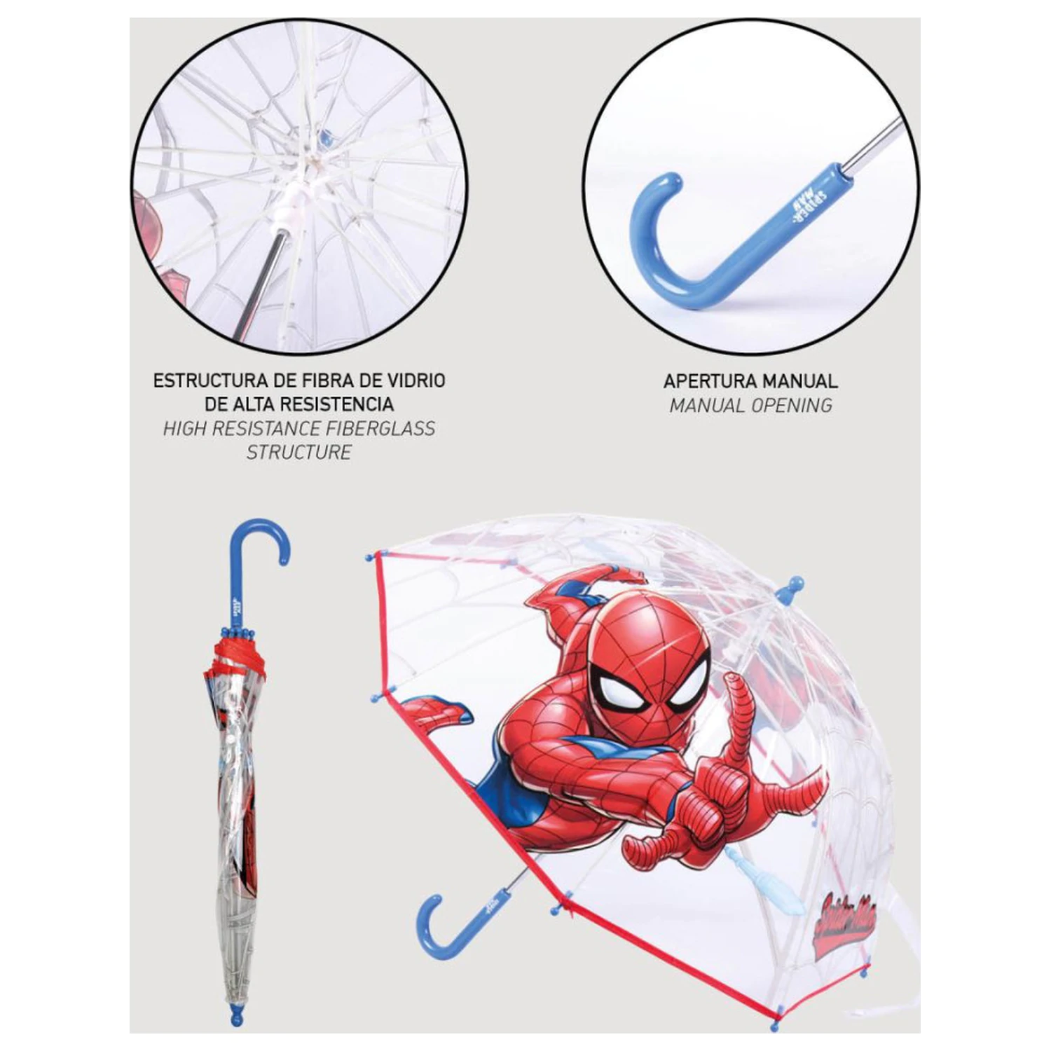 Spider-Man Rain Crawler dětský transparentní deštník Ø71 cm fotografii produktu