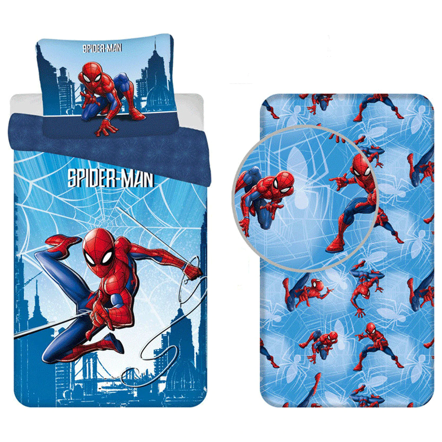 Spider-Man Skyline sada povlaků na peřinu a prostěradlo fotografii produktu
