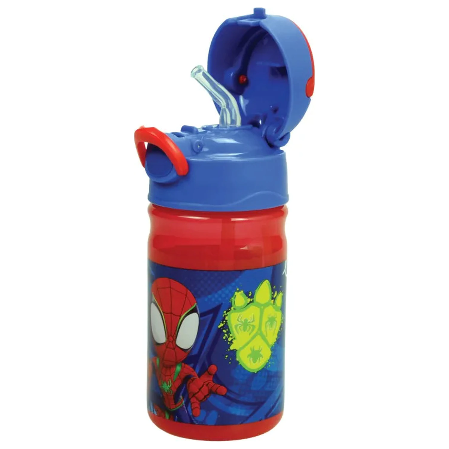 Spider-Man Spidey Dino Webs Plastová láhev s brčkem a závěsem 350 ml fotografii produktu