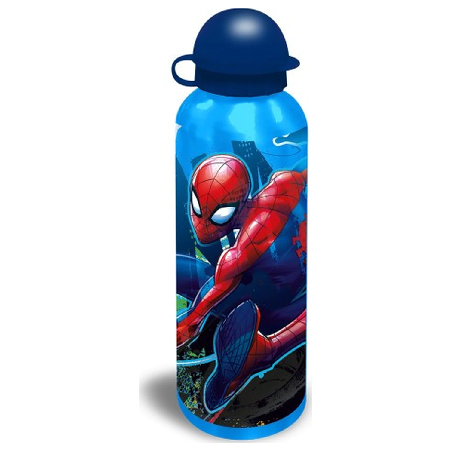 Spider-Man Web-Slinger modrá hliníková láhev na vodu s pítkem 500 ml fotografii produktu