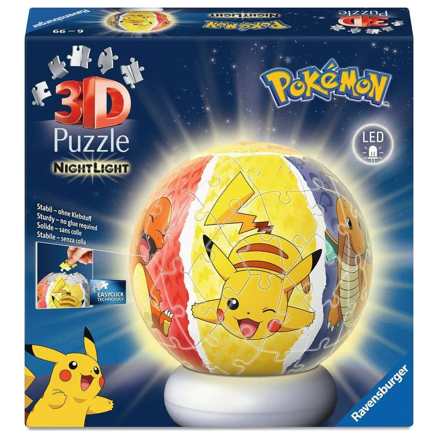 Pokémon 3D skládanka puzzle míček noční světlo (73 kusů) fotografii produktu