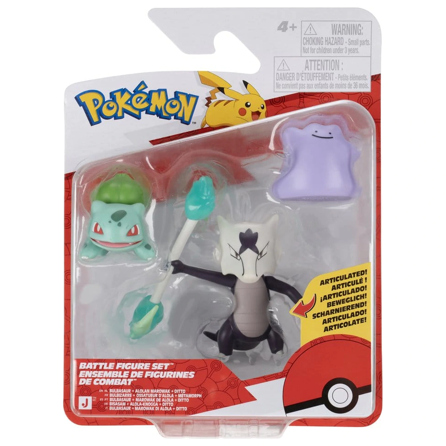 Pokémon Battle Figure Set akční figurky Bulbasaur, Ditto & Alolan Marowak (3 kusy) fotografii produktu