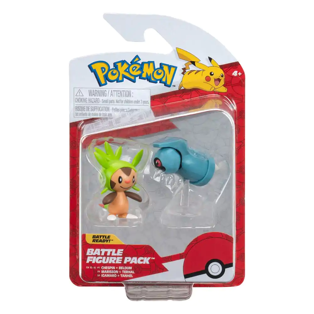 Pokémon Battle Figure Set prvních partnerů, 2-balení figurek Chespin, Beldum 5 cm fotografii produktu