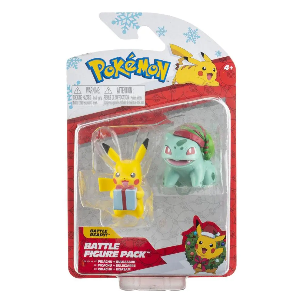 Pokémon Battle Figure Pack Mini Figurka 2-Pack Holiday Edition: Pikachu & Bulbasaur 5 cm fotografii produktu