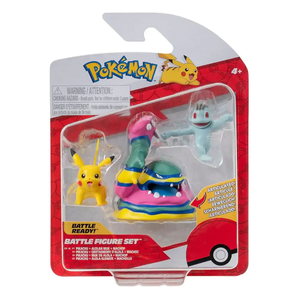 Pokémon Battle Figure Set 3-Pack Machop, Pikachu #1, Alolan Muk 5 cm fotografii produktu