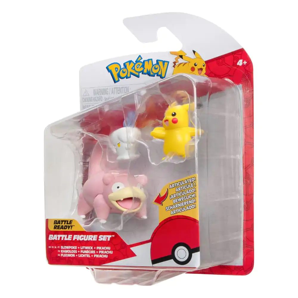 Pokémon Battle Figure Set 3-Pack Pikachu (Female), Litwick, Slowpoke 5 cm fotografii produktu