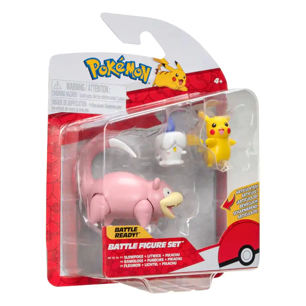 Pokémon Battle Figure Set 3-Pack Pikachu (Female), Litwick, Slowpoke 5 cm fotografii produktu