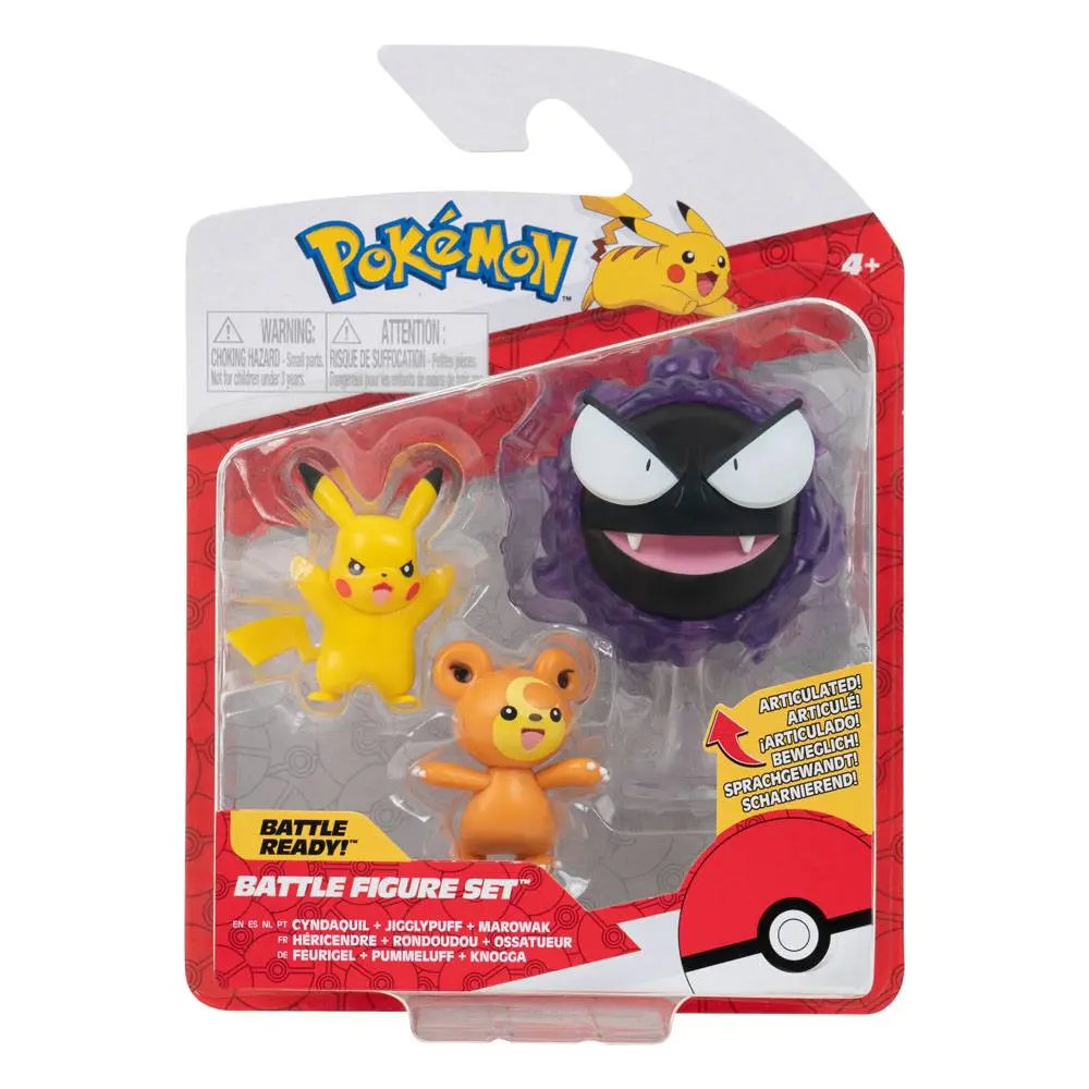 Pokémon Battle Figure 3-Pack Teddiursa, Pikachu #9, Gastly 5 cm fotografii produktu