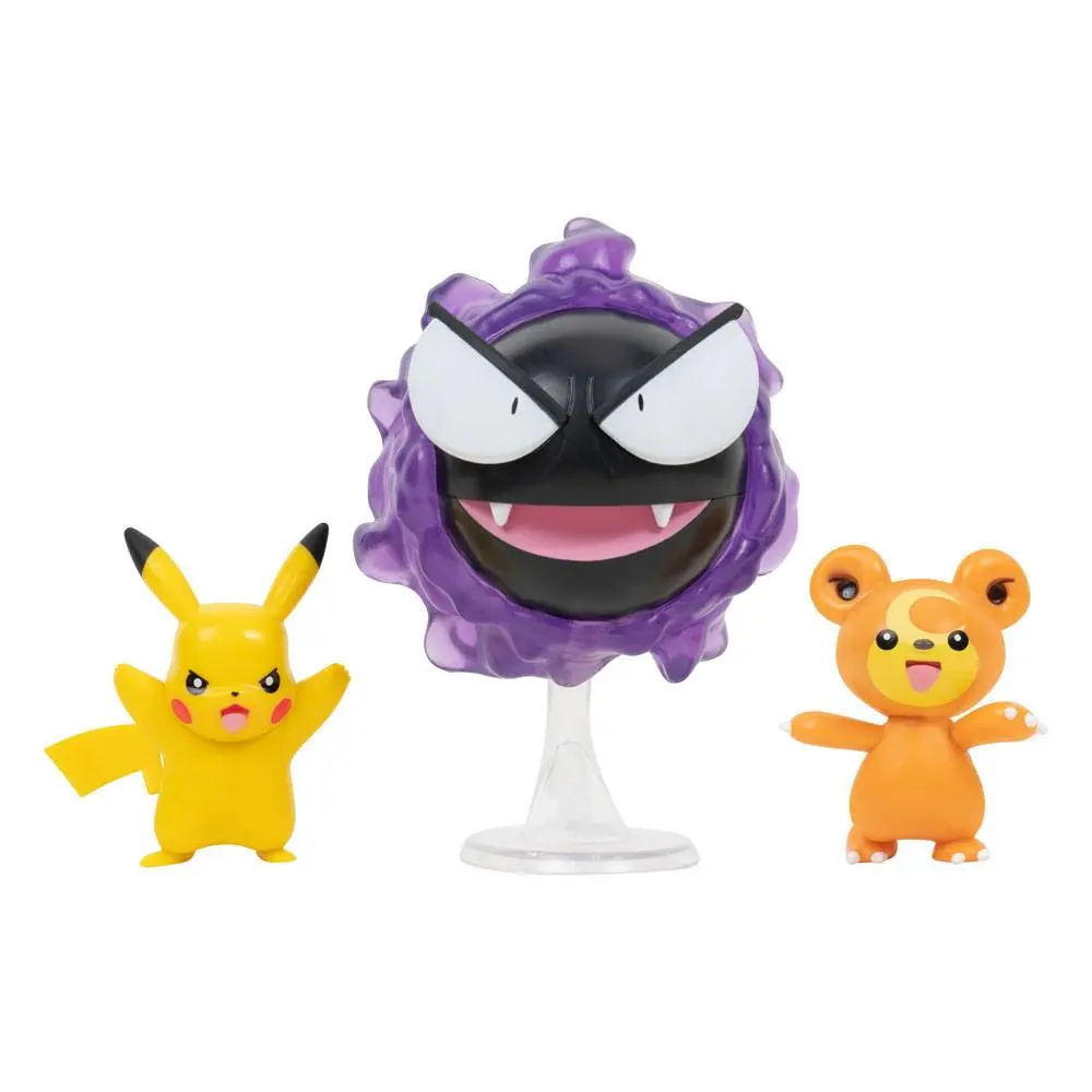 Pokémon Battle Figure 3-Pack Teddiursa, Pikachu #9, Gastly 5 cm fotografii produktu