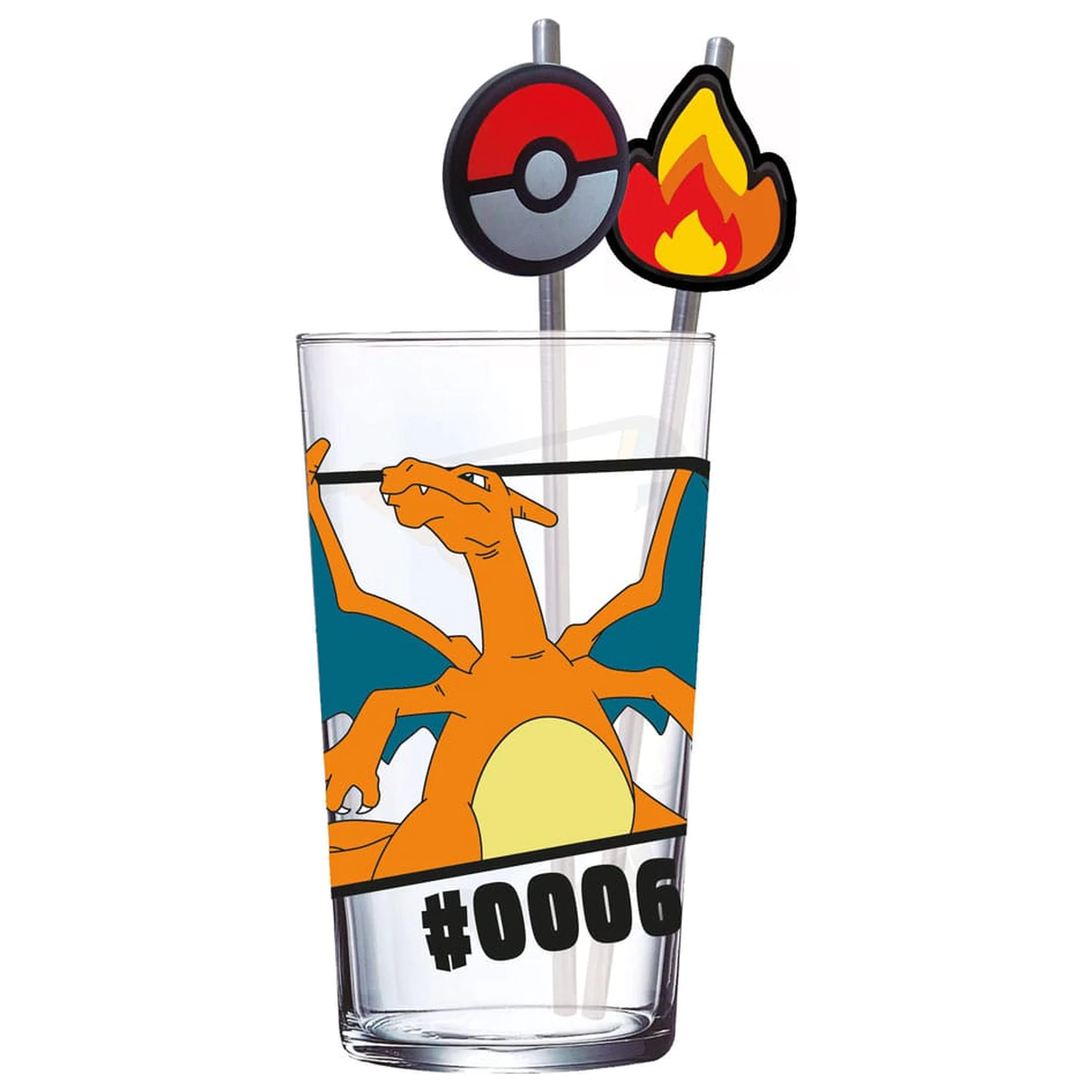 Pokémon skleněný Tumbler s brčky Charizard 480 ml fotografii produktu