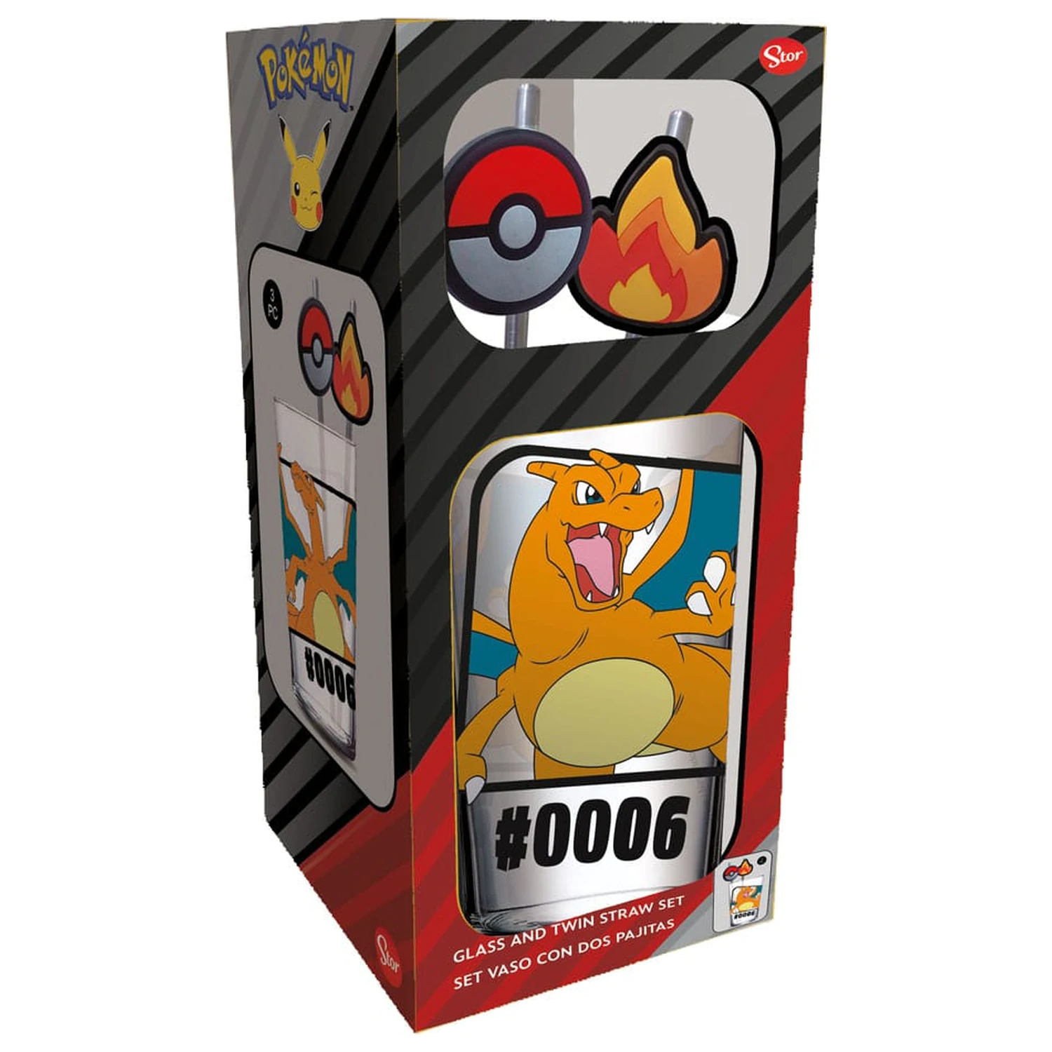 Pokémon skleněný Tumbler s brčky Charizard 480 ml fotografii produktu