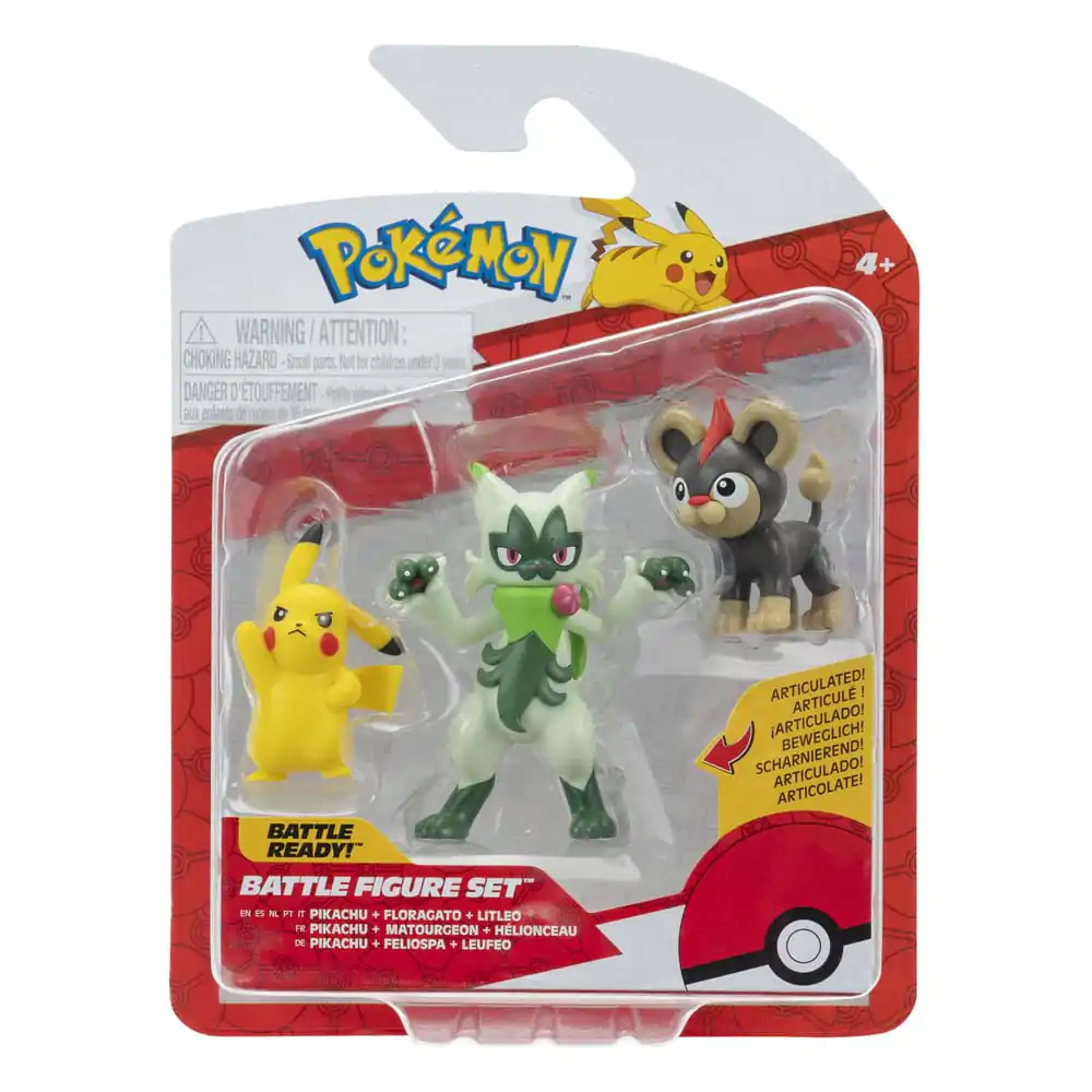 Pokémon First Partner Battle Figure Set Sada figurek 3-Pack Litleo, Pikachu & Floragato fotografii produktu