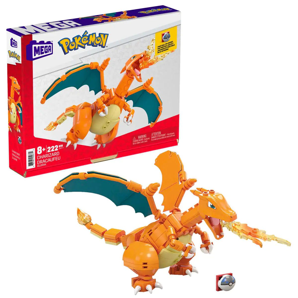 Pokémon Mega Construx Wonder Builders stavebnice Charizard 10 cm fotografii produktu