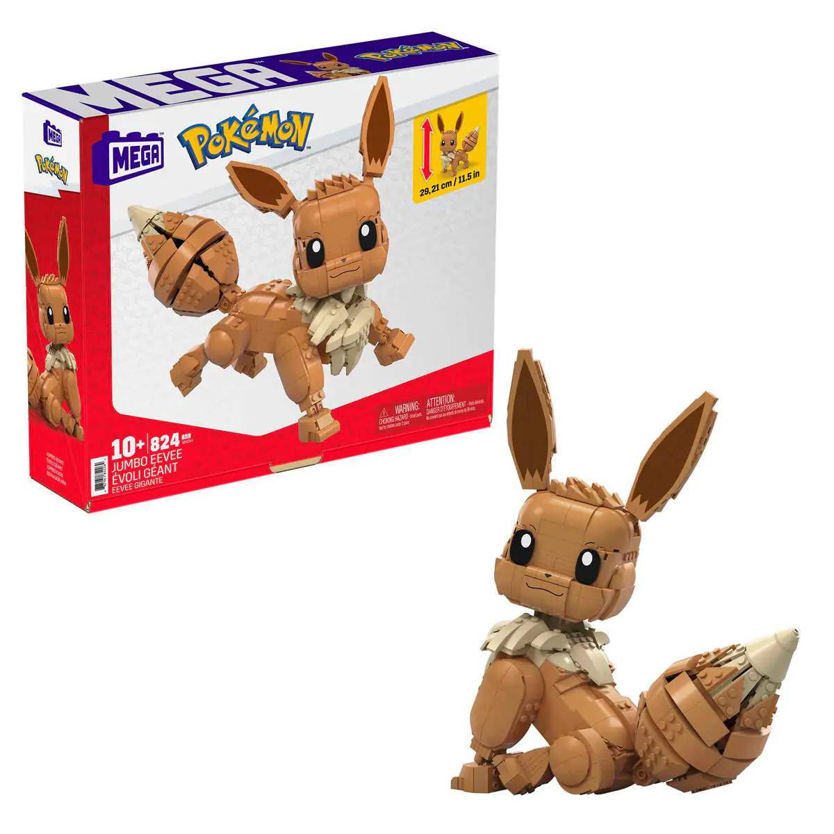 Pokémon Mega Construx Wonder Builders stavebnice Jumbo Eevee 29 cm fotografii produktu