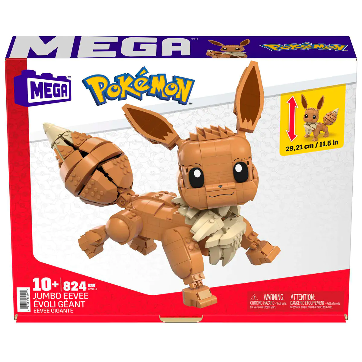 Pokémon Mega Construx Wonder Builders stavebnice Jumbo Eevee 29 cm fotografii produktu