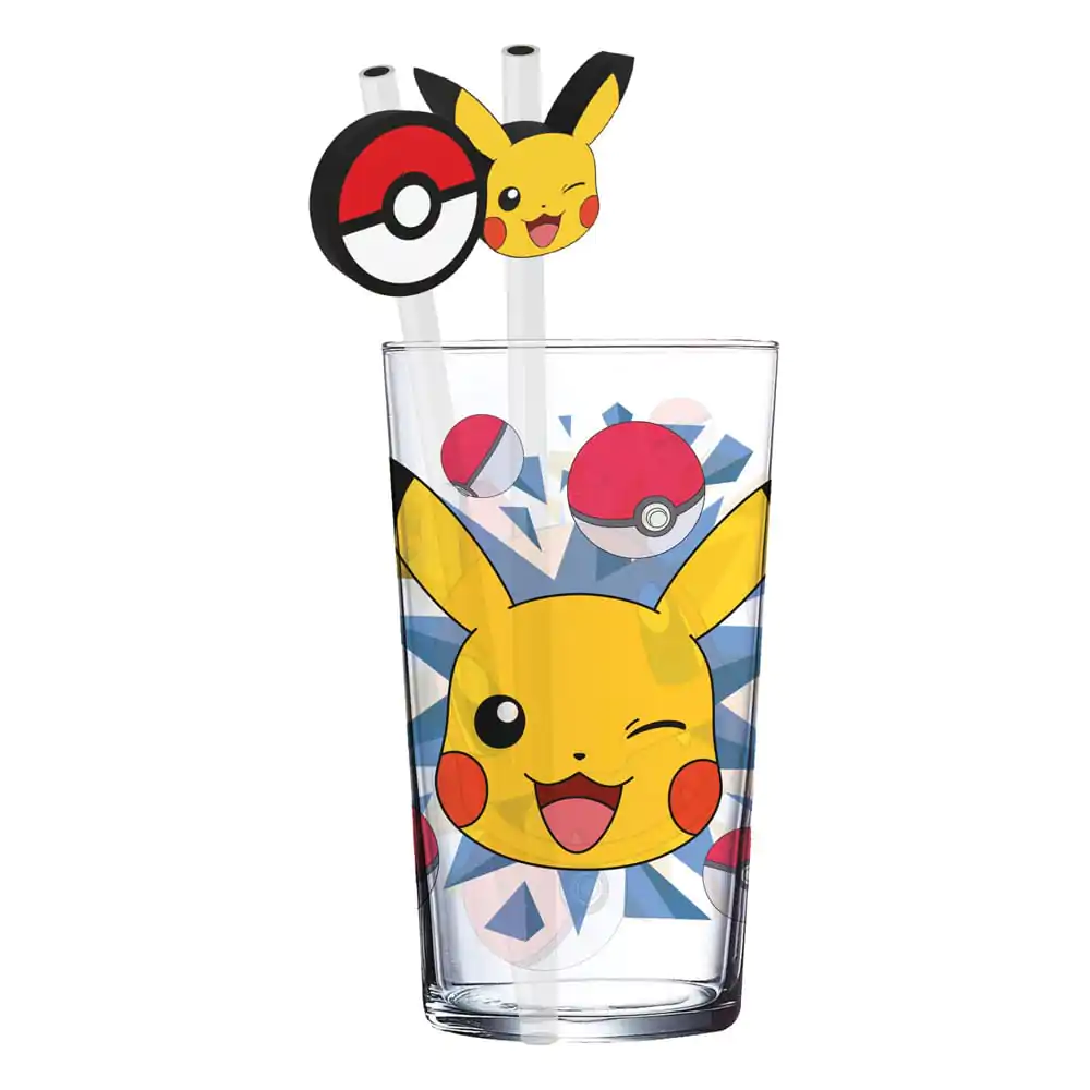 Pokémon skleněný pohár se slámkami Pikachu 485 ml fotografii produktu