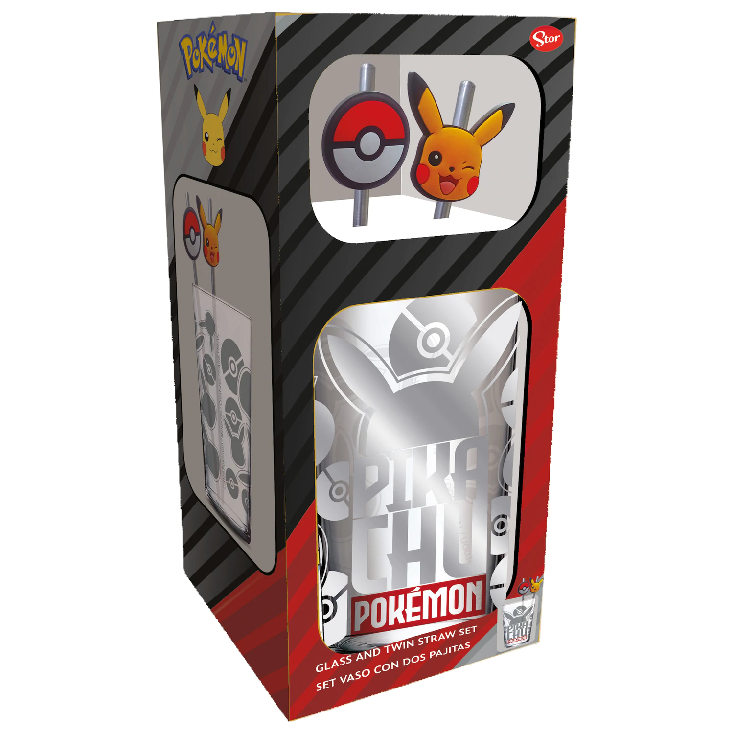 Pokémon Pikachu skleněný pohár se brčky fotografii produktu