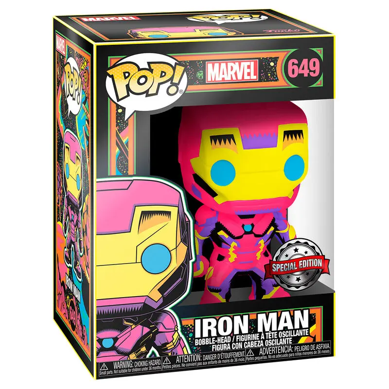 Marvel POP! Marvel Black Light vinylová figurka Iron Man 9 cm [POŠKOZENÝ OBAL] fotografii produktu