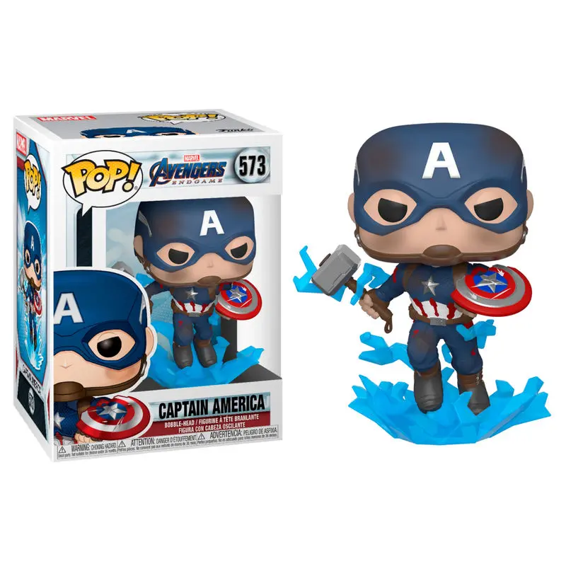 Avengers: Endgame POP! Movies vinylová figurka Kapitán Amerika s rozbitým štítem a Mjölnirem 9 cm fotografii produktu