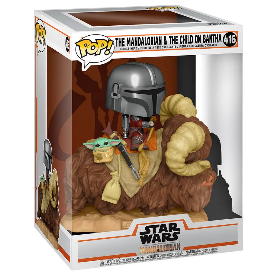 Star Wars The Mandalorian POP! Deluxe vinylová figurka The Mandalorian na Wantha s Child in Bag 9 cm fotografii produktu