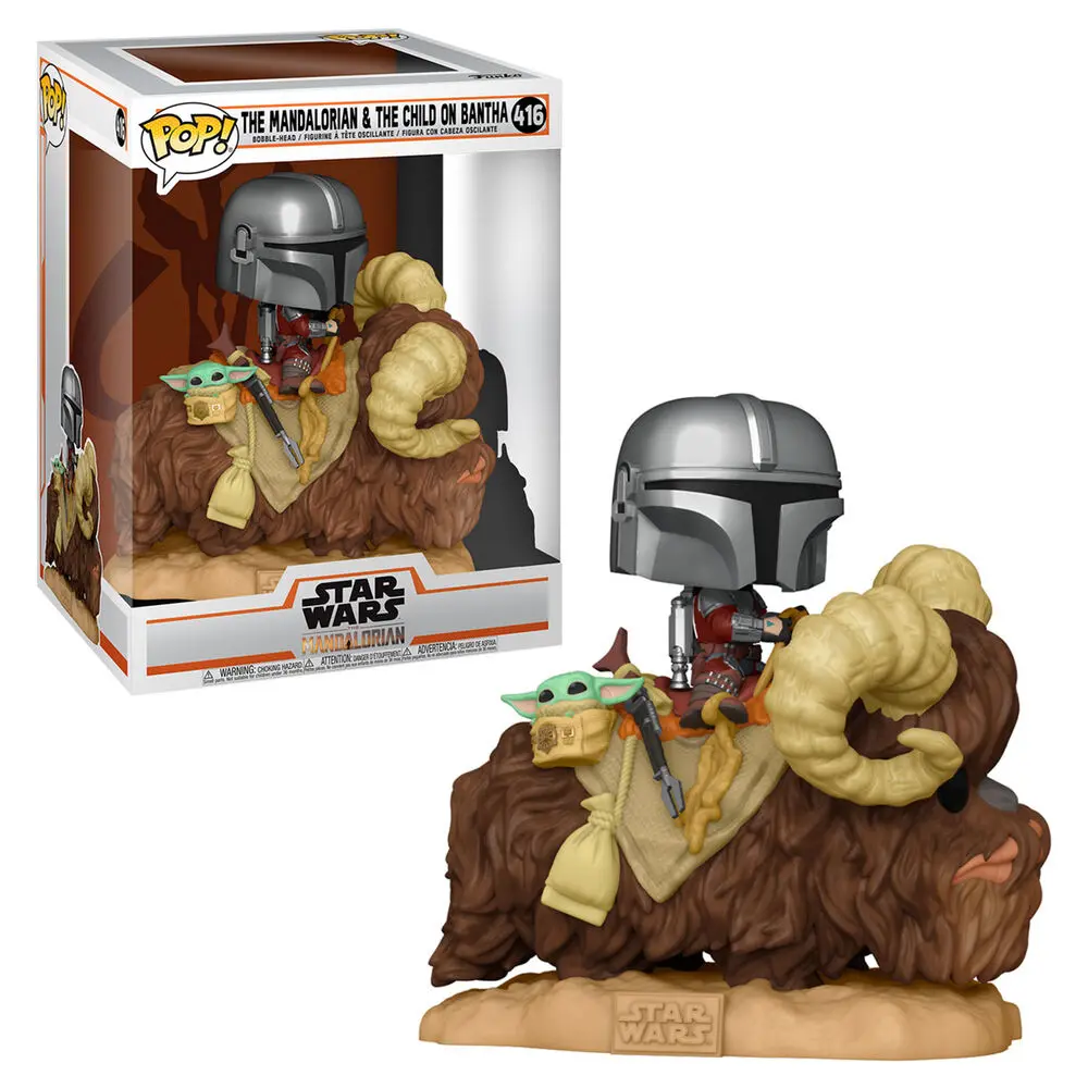 Star Wars The Mandalorian POP! Deluxe vinylová figurka The Mandalorian na Wantha s Child in Bag 9 cm fotografii produktu