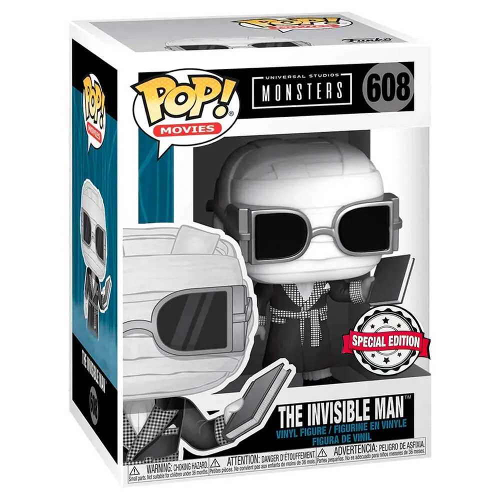 POP figurka Universal Monsters Invisible Man Černobílá Exkluzivní fotografii produktu