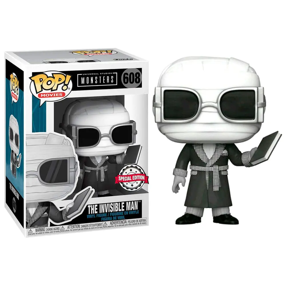 POP figurka Universal Monsters Invisible Man Černobílá Exkluzivní fotografii produktu