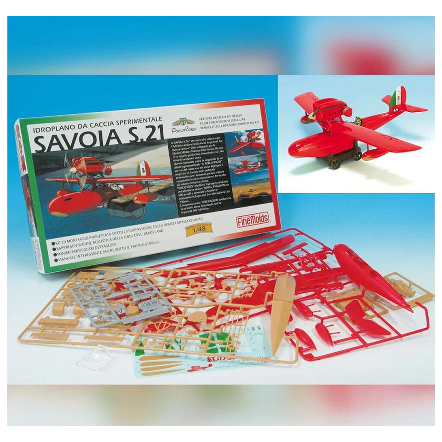 Porco Rosso Savoia S.21 model stavebnice hydroplánu + figurka Porco Rosso fotografii produktu