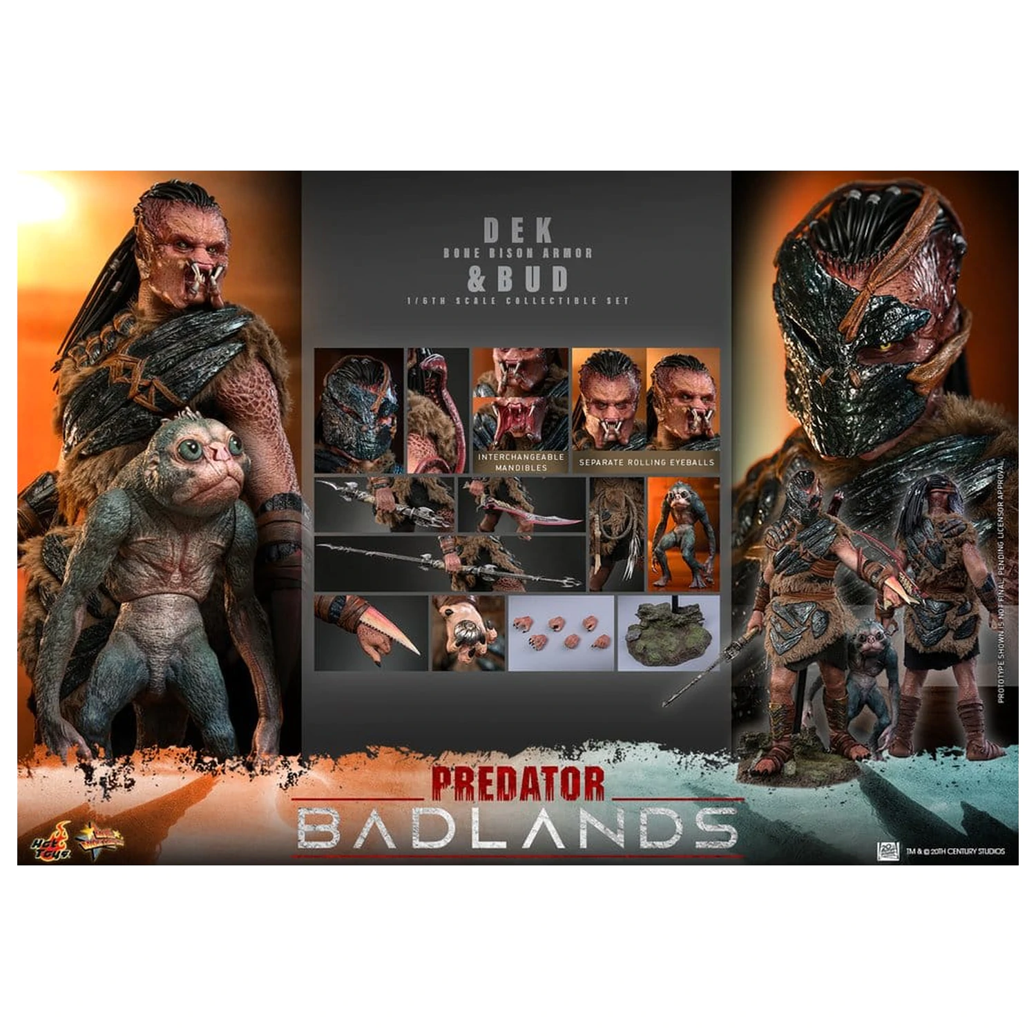 Predator: Badlands Movie Masterpiece akční figurky 2-Pack 1/6 Dek (Bone Bison Armor) a Bud 31 cm fotografii produktu