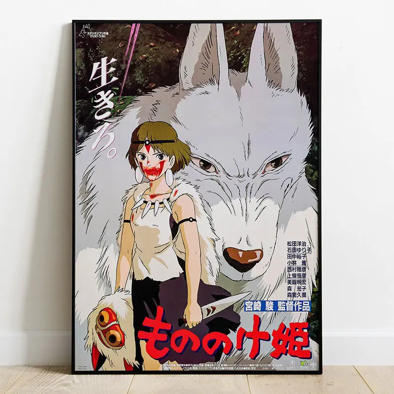 Princess Mononoke Wooden Wall Art Characters 35 x 50 cm - Dřevěné nástěnné umění s postavami fotografii produktu