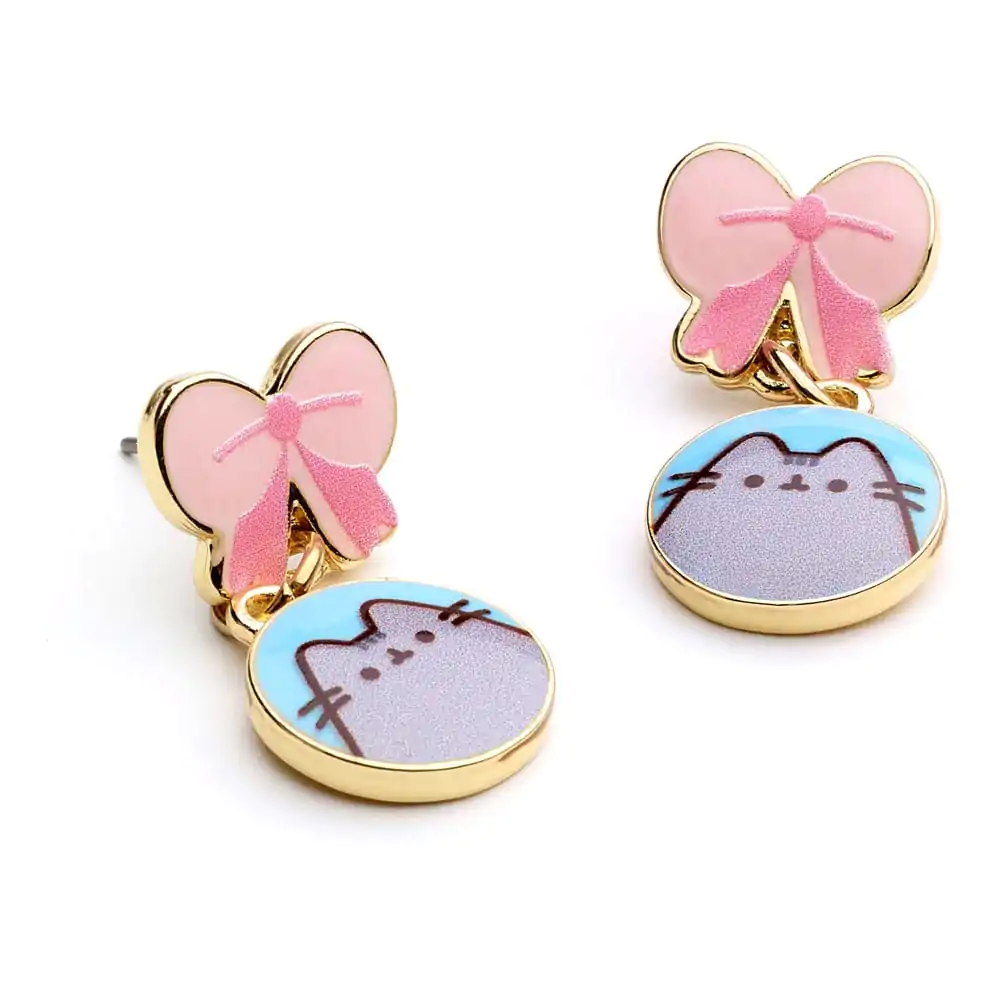 Pusheen visací náušnice růžové mašle fotografii produktu