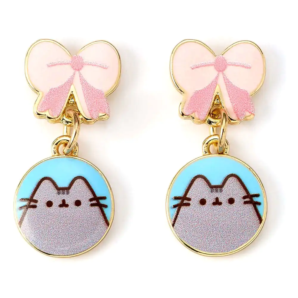 Pusheen visací náušnice růžové mašle fotografii produktu